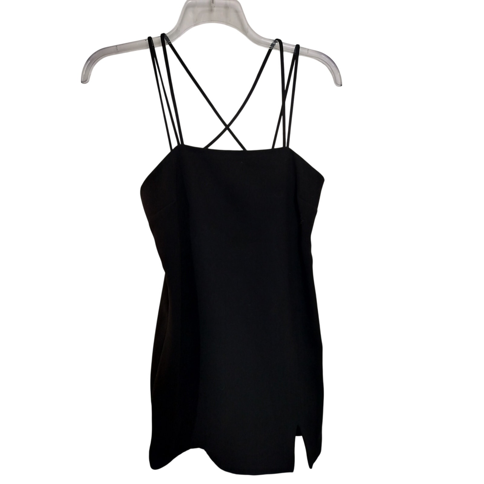 5315) Zara Women Small Black Strappy Goth Cocktail Mini Dress